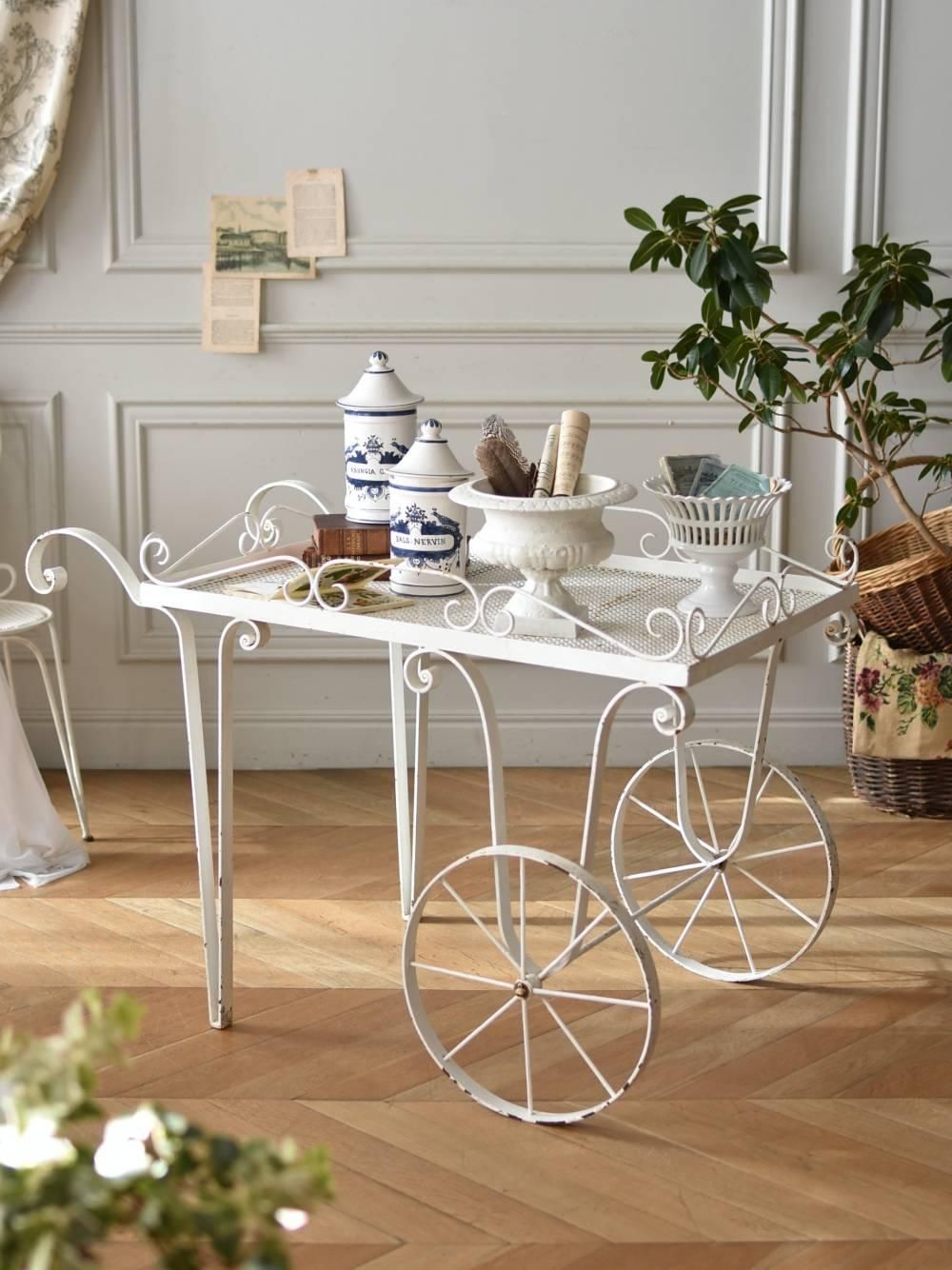 フランスヴィンテージ庭具 アイアンフラワーワゴン.3 フレンチガーデン