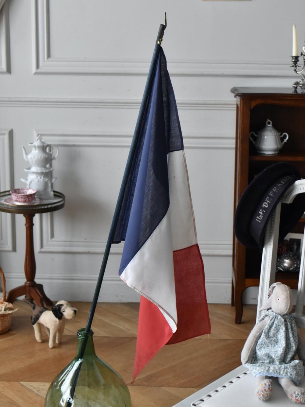 アンティークフラッグ.12 旗 フランス国旗 アンティークディスプレイ