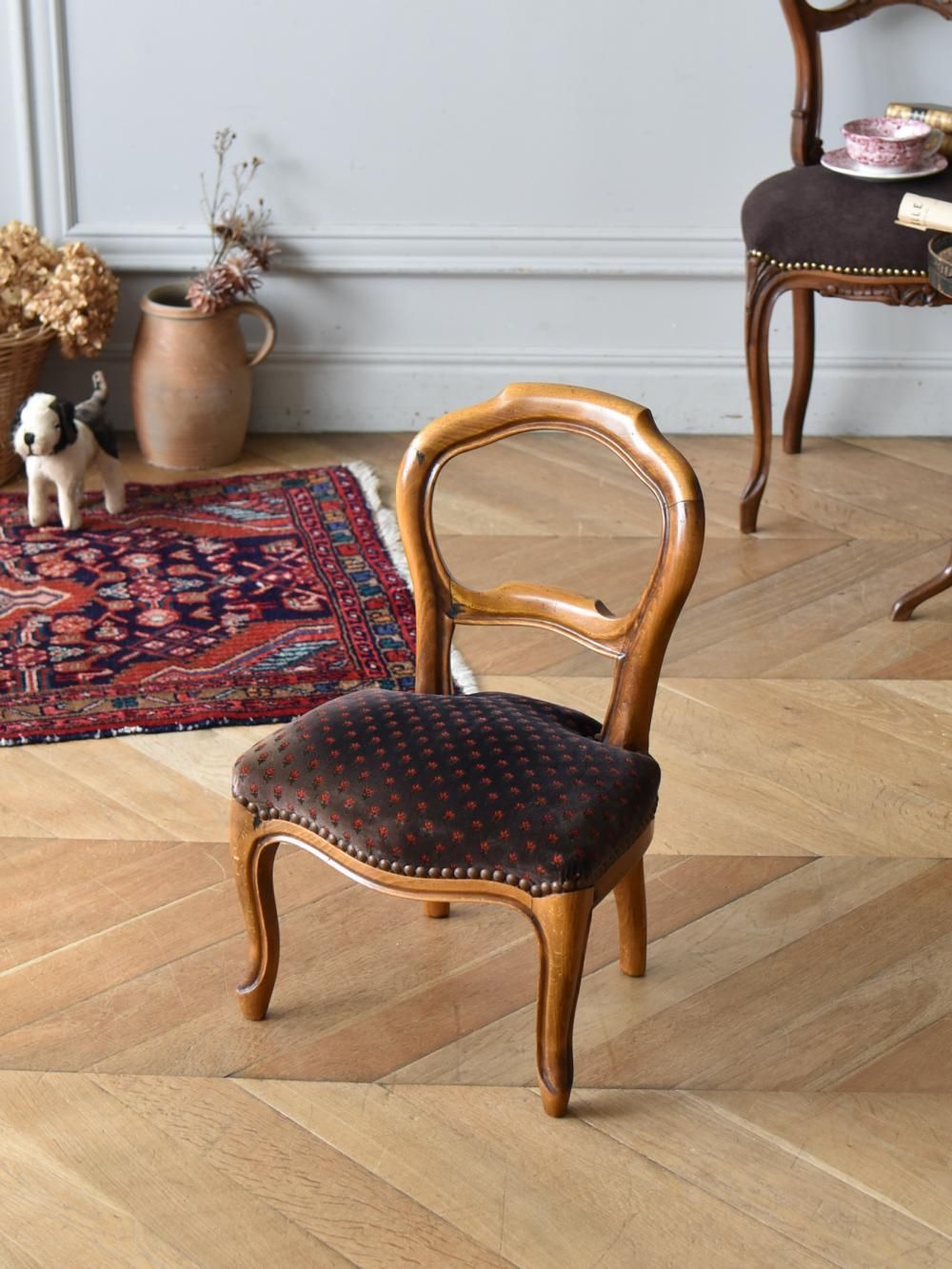 値下！フランス ヴィンテージ キッズチェア 2脚 木製 子供椅子