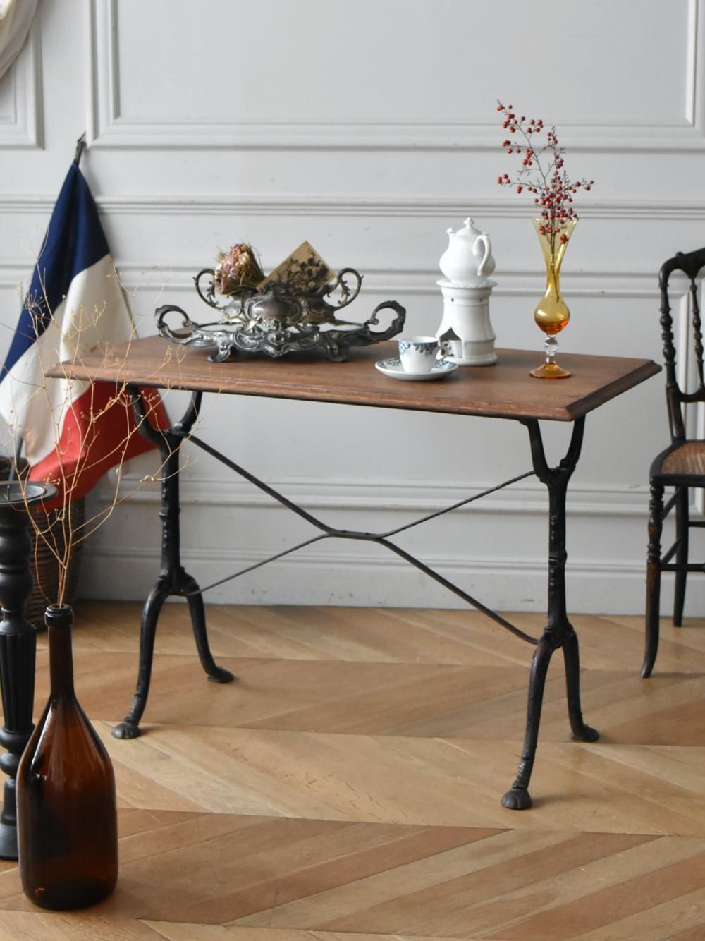 フランスアンティーク家具 鉄脚テーブル.25 ビストロテーブル デスク