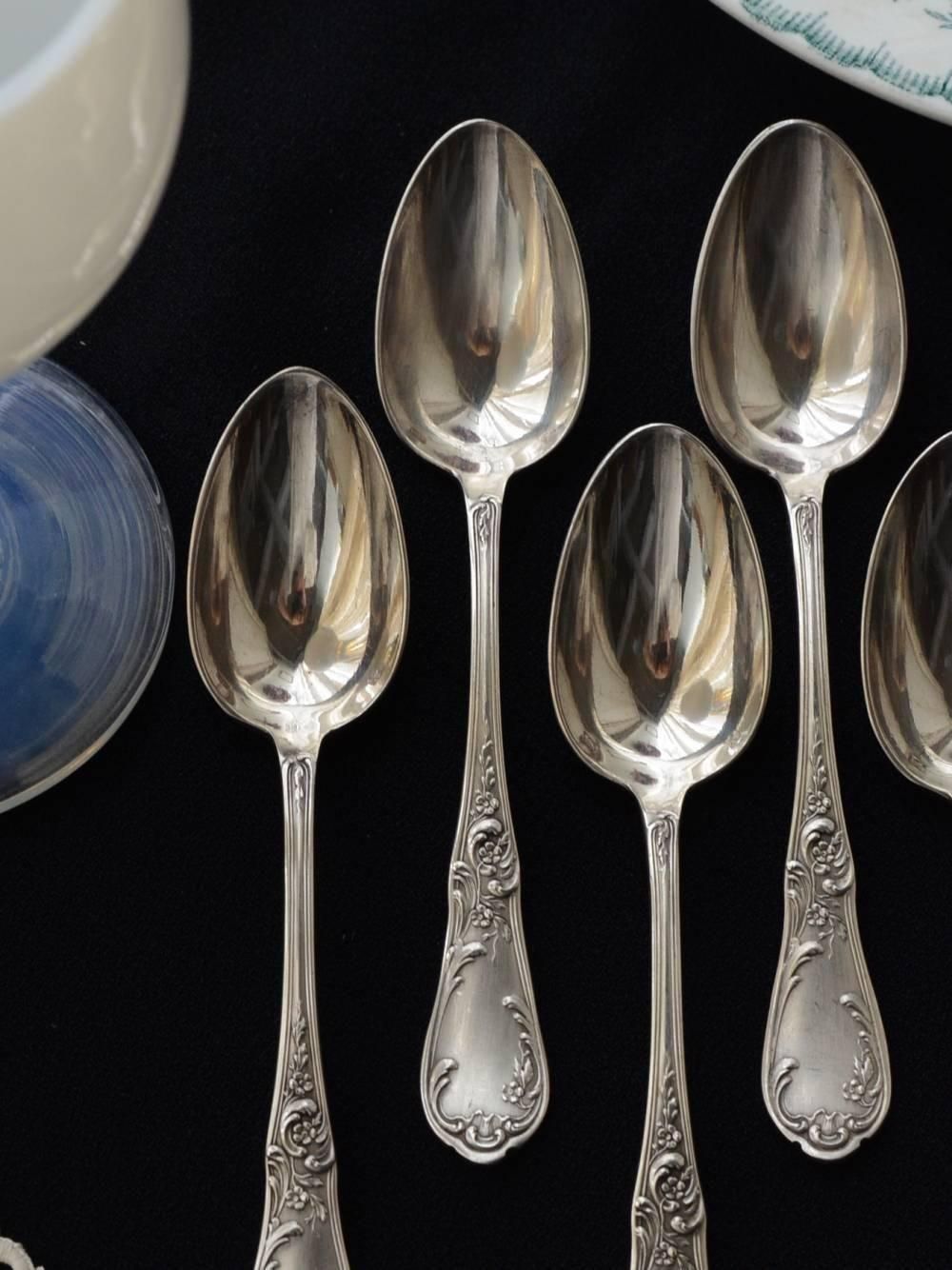 ティースプーン6本セット.2B フランスアンティーク雑貨 カトラリー 白銀