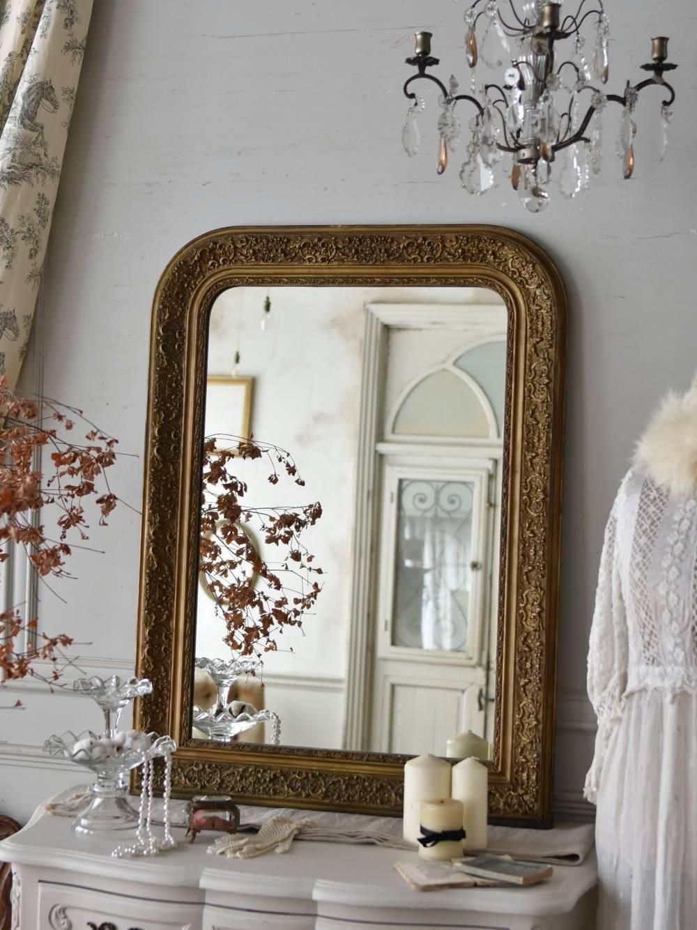 アンティークミラー.GOLD フランスアンティーク家具 フレンチミラー 鏡