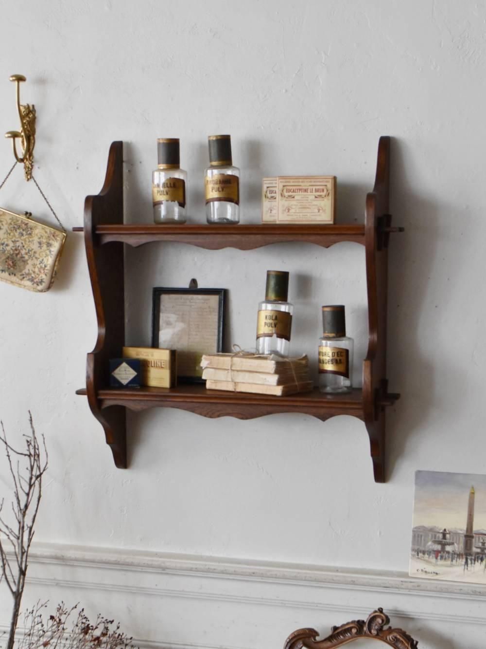 3段ウォールシェルフ.44 フランスアンティーク家具 飾り棚 ウォール