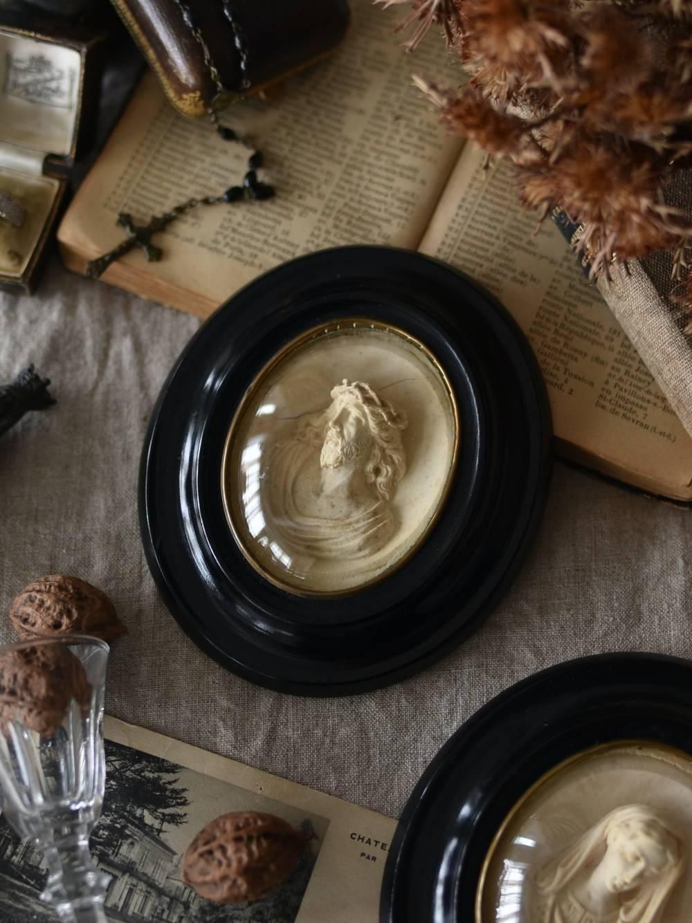 ガラスドームフレーム.S7 フランスアンティーク雑貨 オーバルフレーム