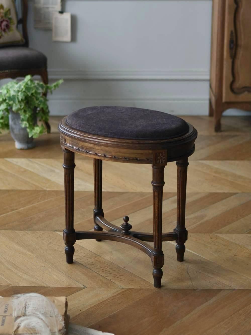 アンティークスツール.19 フランスアンティーク家具 小椅子 丸椅子