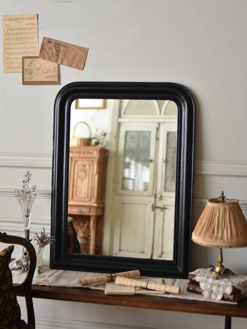 フレンチミラー.Black10 フランスアンティーク小物 アンティークミラー 鏡