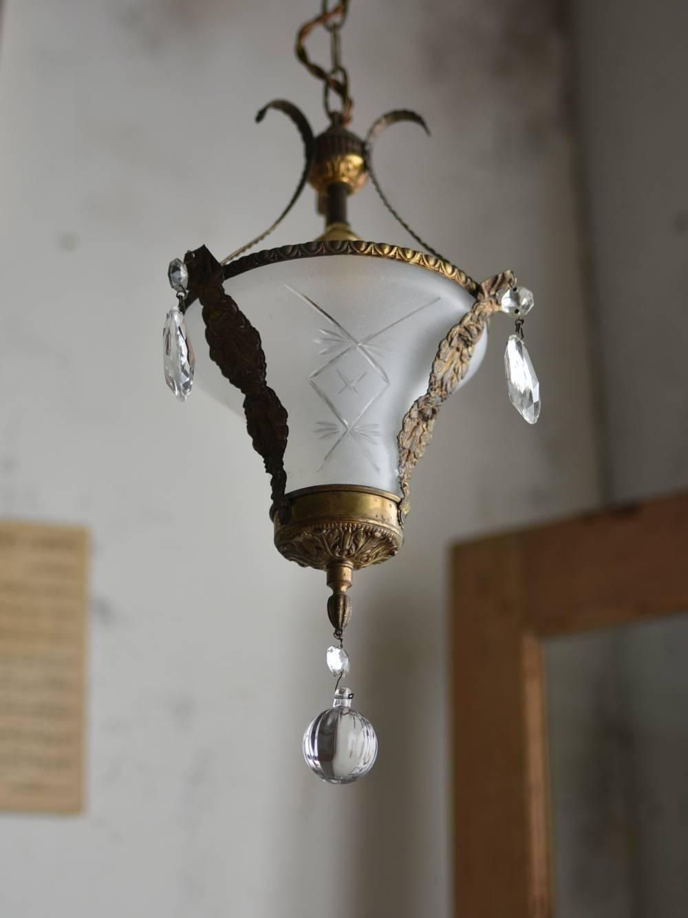 1灯ペンダントランプ.21 フランスアンティーク照明 吊り下げランプ