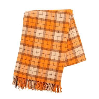 ウールブランケット（オレンジ系チェック） - Heart of Mongolia