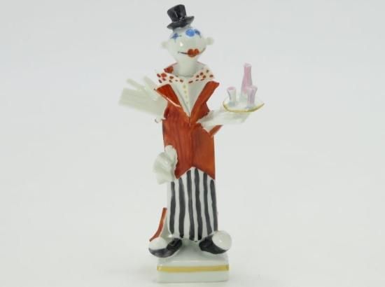 マイセン 置物□ピエロ 赤 水玉ネクタイ シルクハット ウェイター
