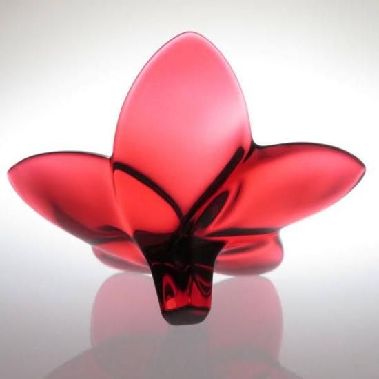 バカラ 置物 ○ ブルーム レッド 赤色 花 クリスタル フラワー