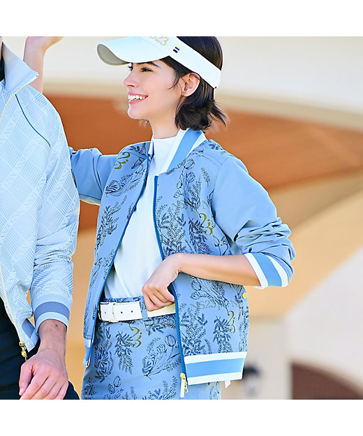 Women's】【セットアップ可】ミモザジャカードブルゾン