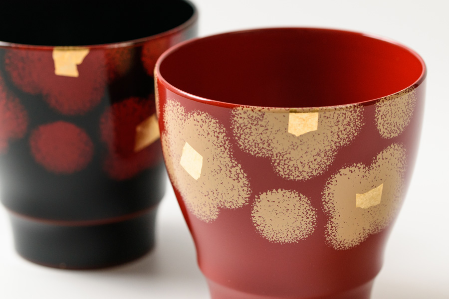 雑煮椀 紅白華 総黒 漆塗り 12-01206 漆器の井助