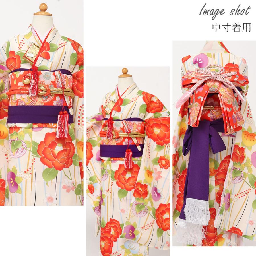 Kisste（キステ） 七五三 作り帯 帯 5歳 7歳 女の子 朱赤 鞠 桜 中 大