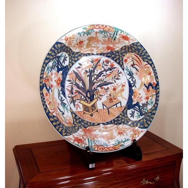 有田焼 古伊万里様式金彩花鳥絵飾り大皿｜陶芸作家 藤井錦彩 作