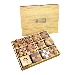 木製立体パズル12個セット 木箱入りウッドパズルセット 脳トレ ウッド