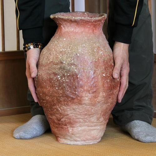 信楽焼 穴窯 登り窯 花瓶 自然釉 緋色 スカーレット 薪 おしゃれ
