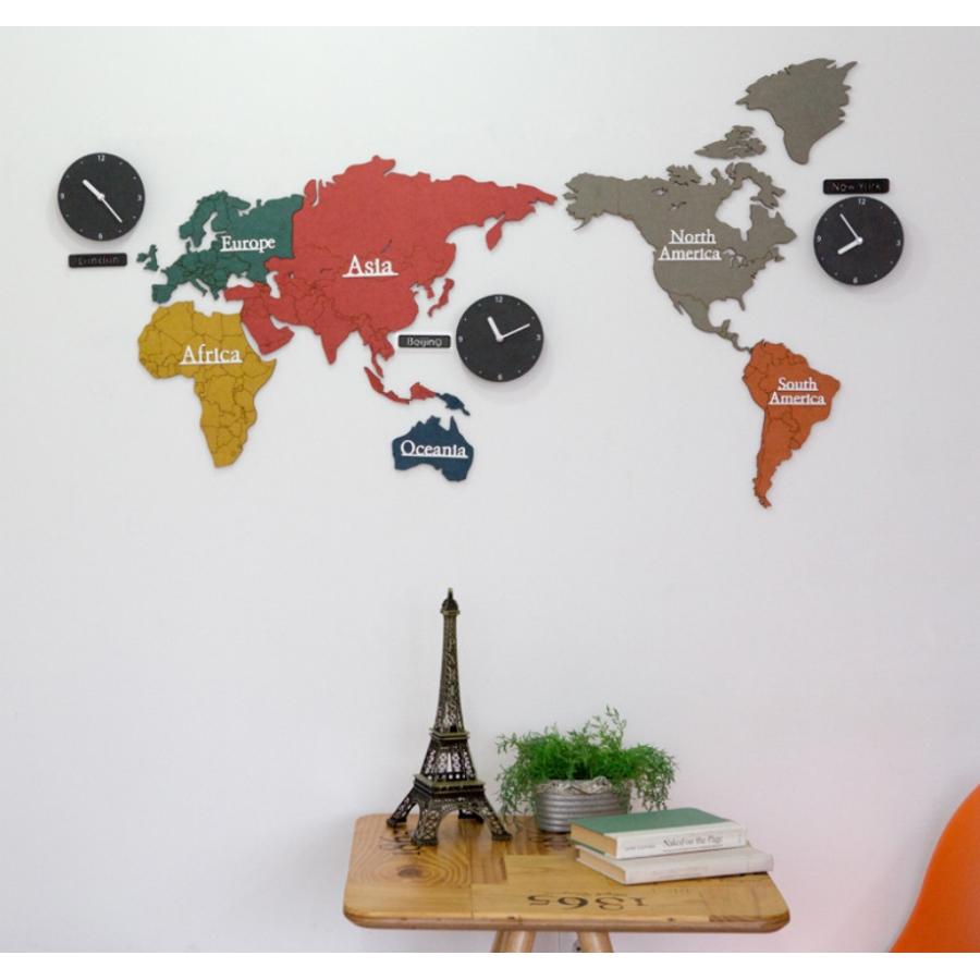 壁掛け時計 世界地図壁時計 北欧世界時計 時計 世界地図 プレゼント