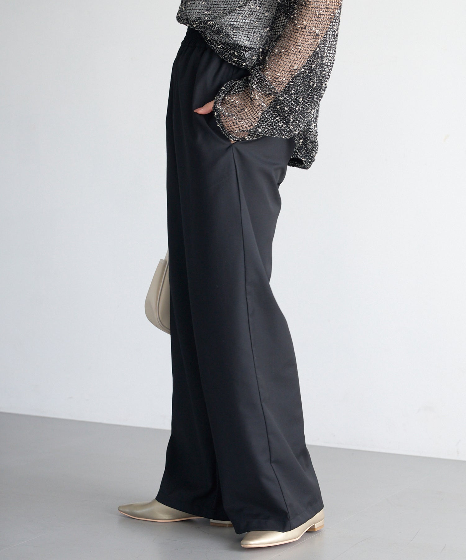 洗える】シャーリングウエストイージーパンツ | ラビアンジェ-⼤きい