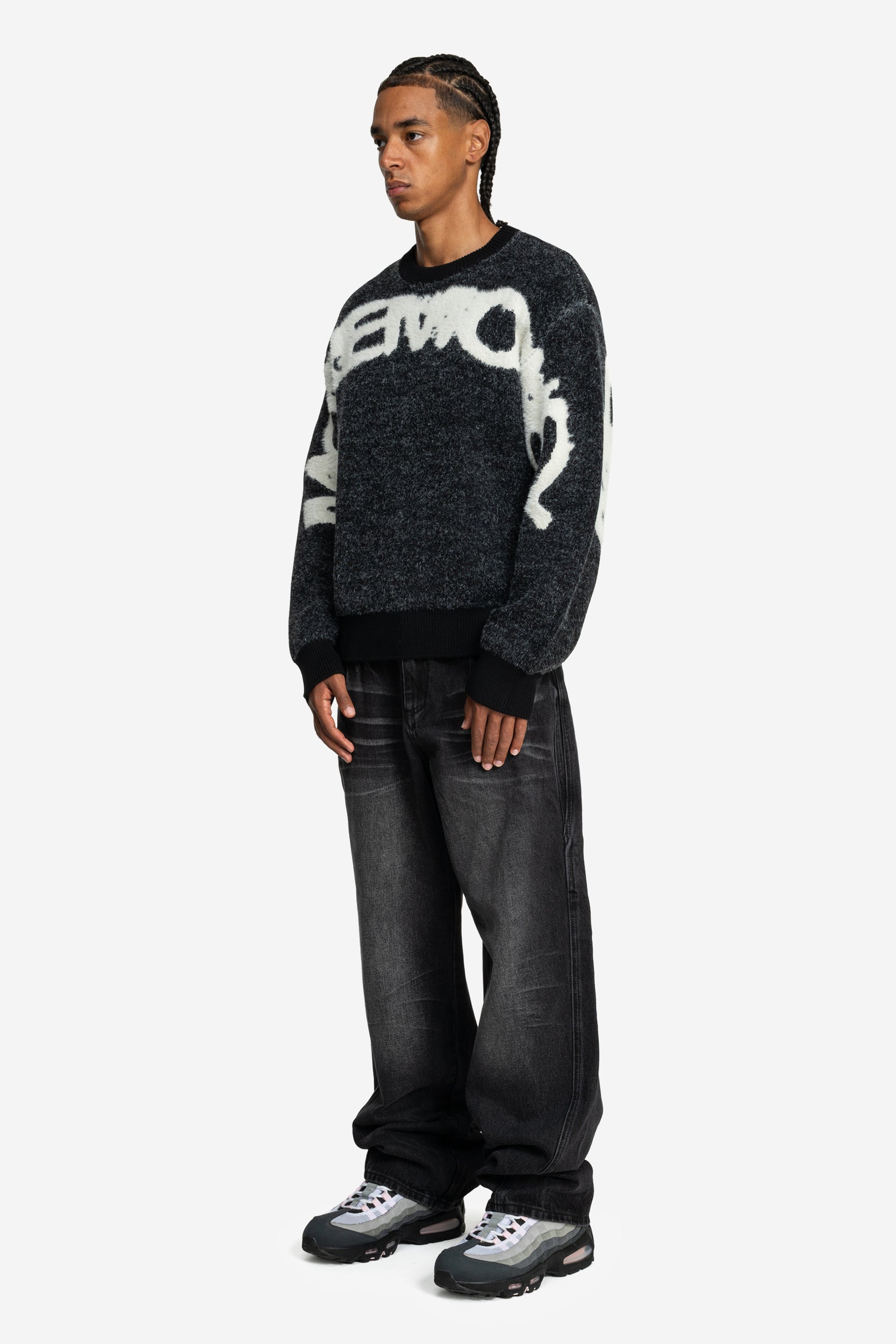 FURRY KNIT SWEATER BLACK