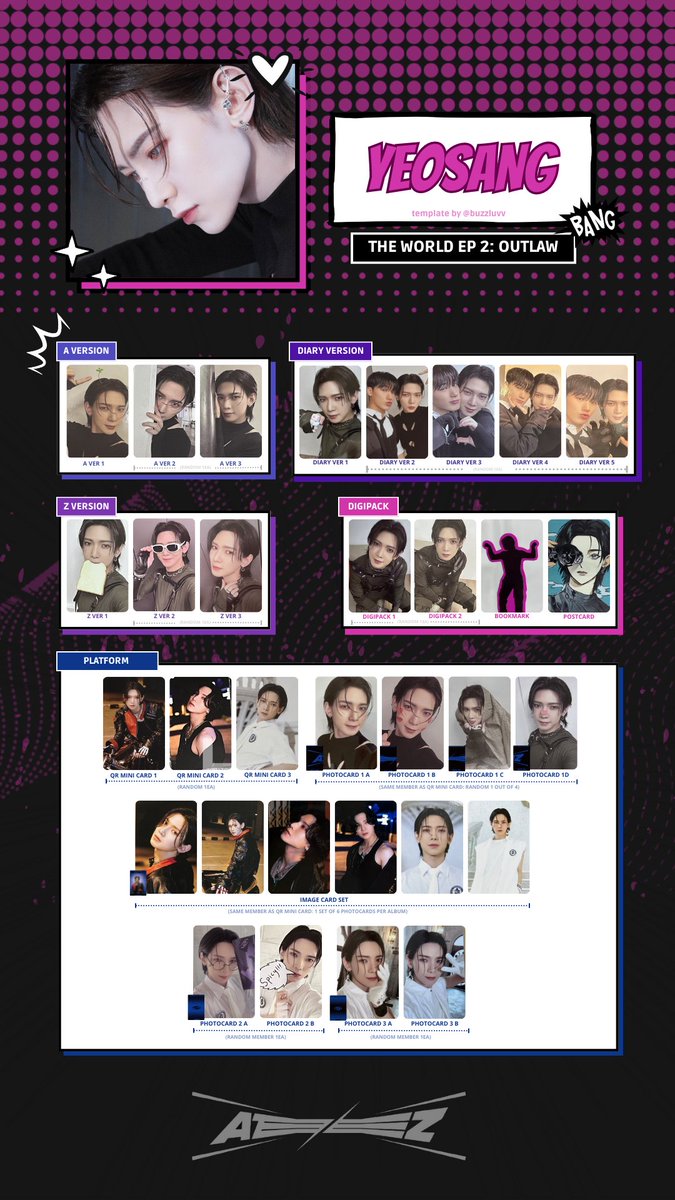 FINAL UPDATE 🎉 🌶 ATEEZ THE WORLD EP 2: OUTLAW PHOTOCARD TEMPLATE