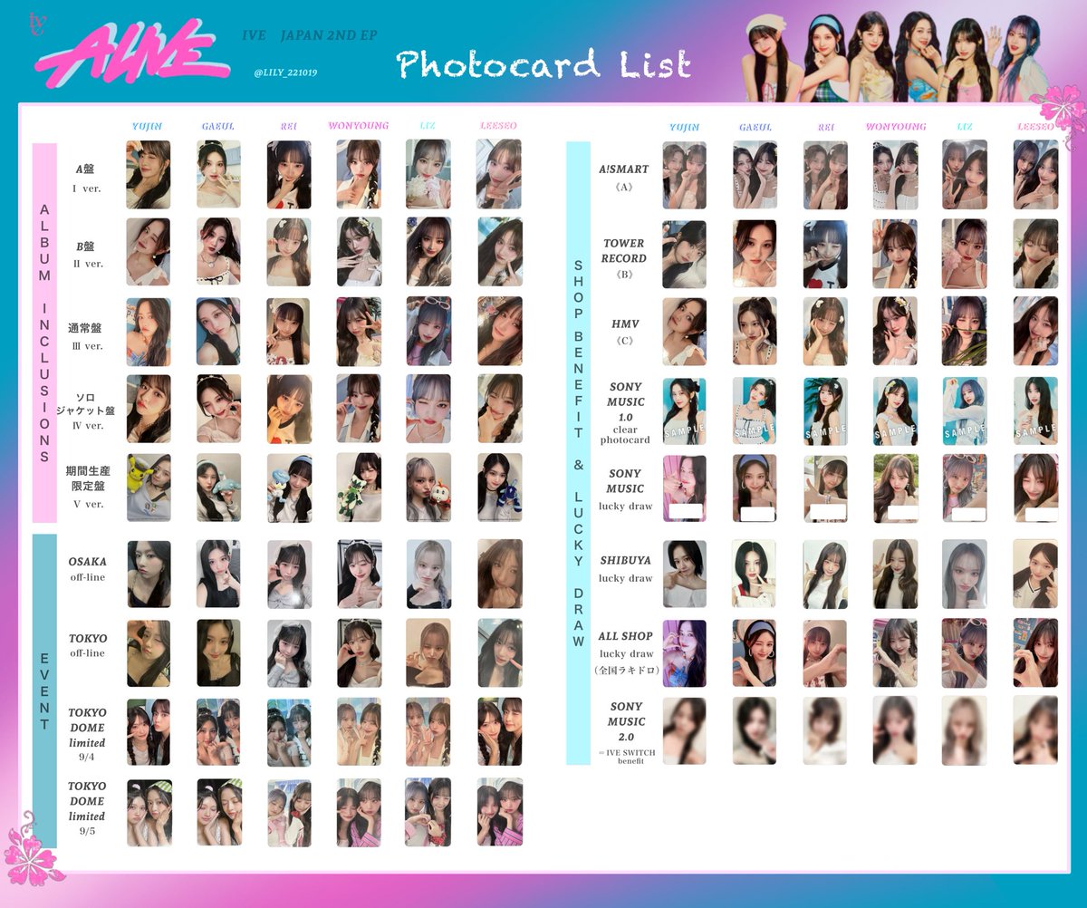 ALIVE】 IVE JAPAN 2ND EP 全員 封入&特典 トレカ一覧 💠Photocard