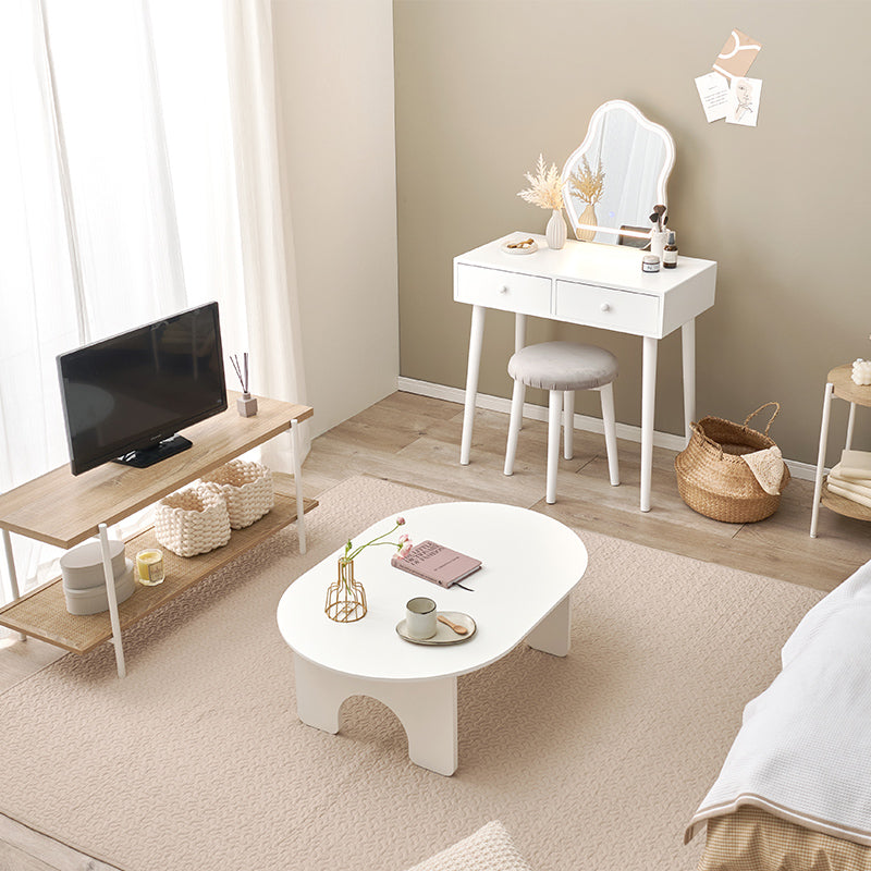 ウェーブミラードレッサー スツールセット 引き出し2杯 [幅75