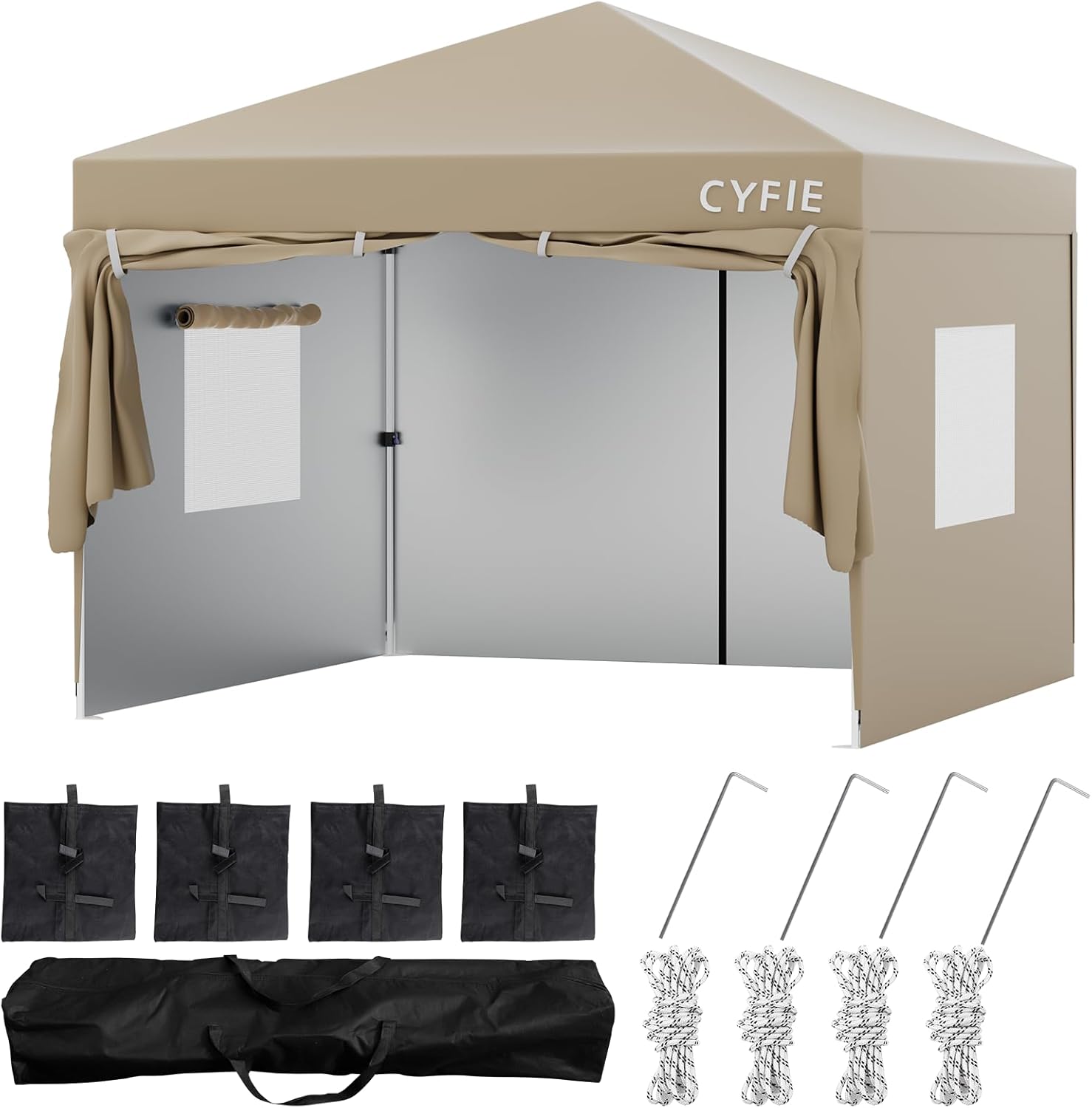 テント タープテント 3m×3m 高さ3段階調節 サイドシート 4枚付 大型