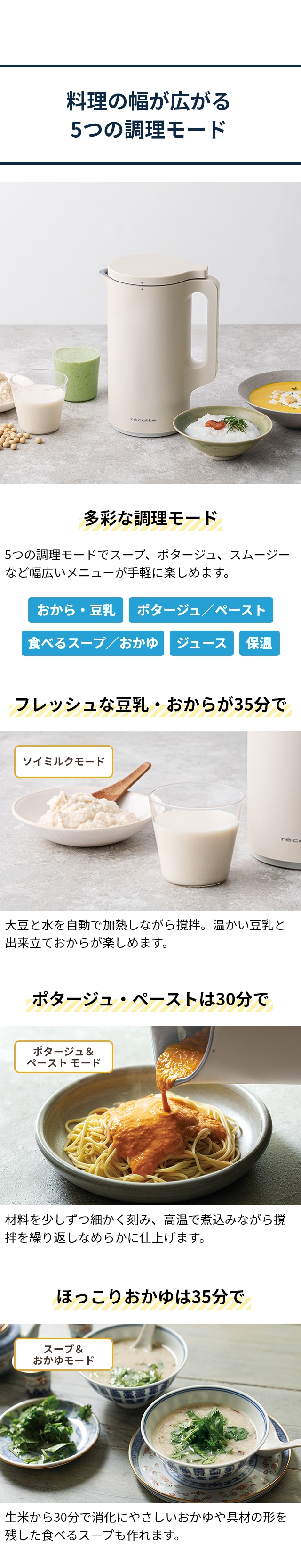 ブレンダー ミキサー レコルト ソイ＆スープブレンダー RSY-1