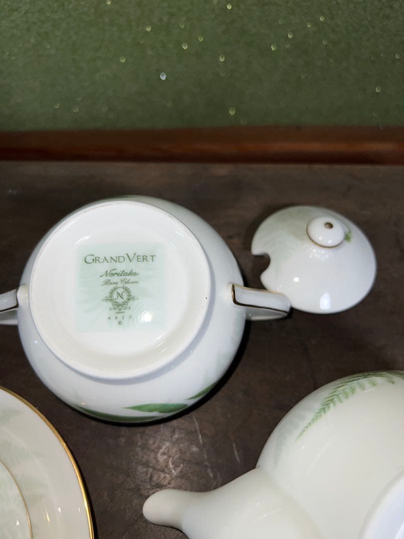 4.希少 ビンテージノリタケ グランベール 萌黄野 カップ＆ソーサー2客