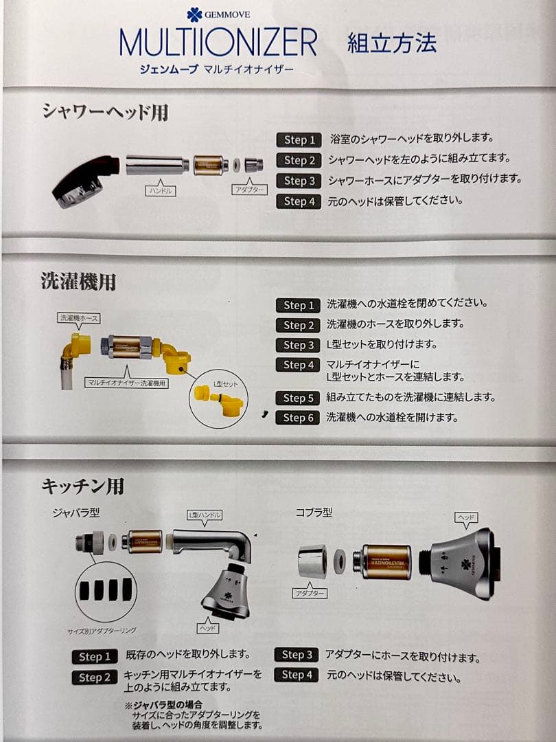 新品未使用／ジェンマジャパン GEMMOVE マルチイオナイザー シャワー
