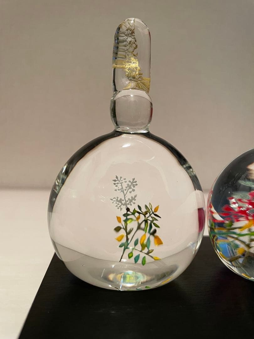 未使用 ガラス作家 金津沙矢香 さん ガラスのお雛様 南天のおひな様